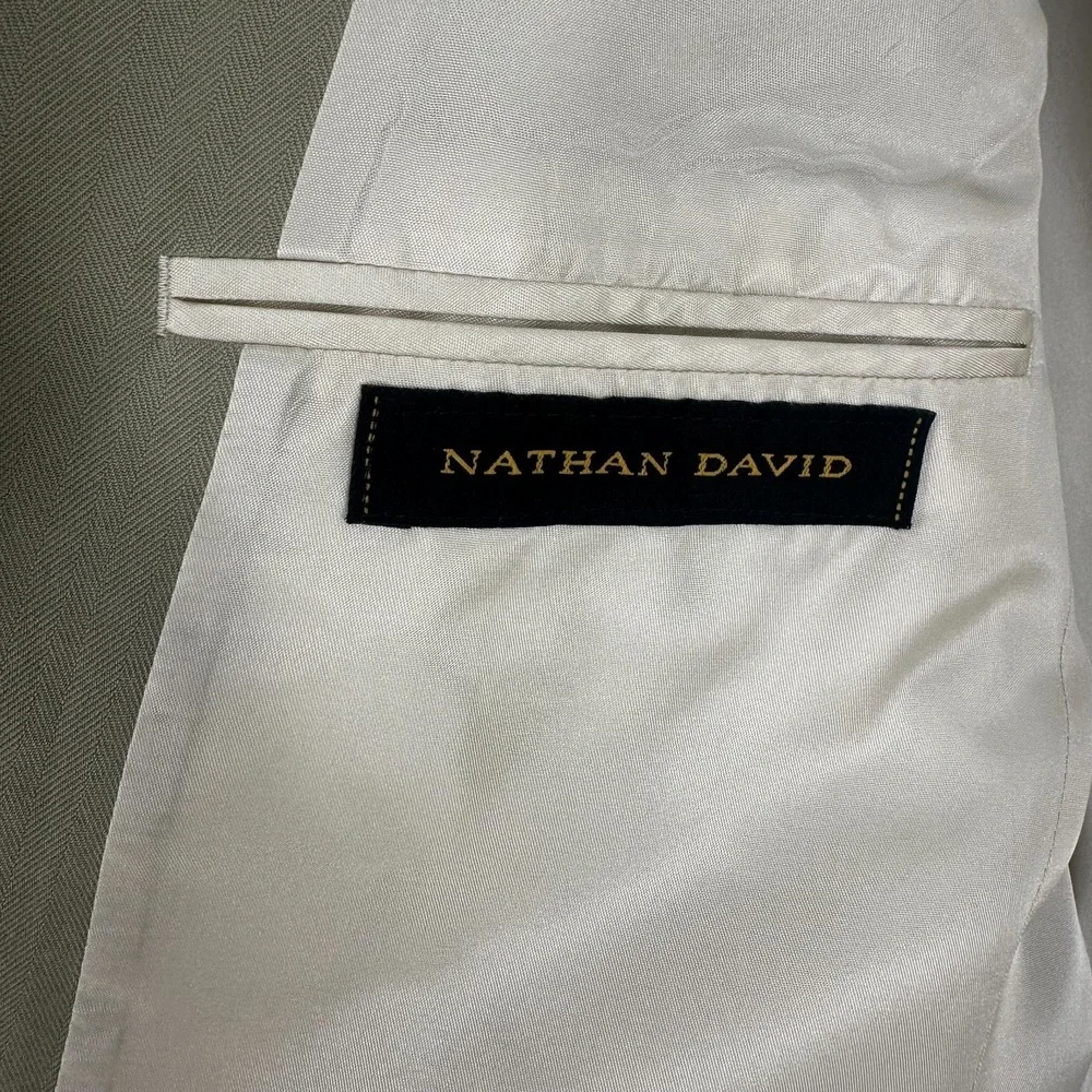 Nathan David Lapel Notch Single‎ Breasted Silk Sport Coat Blazer Beige Size 40 R